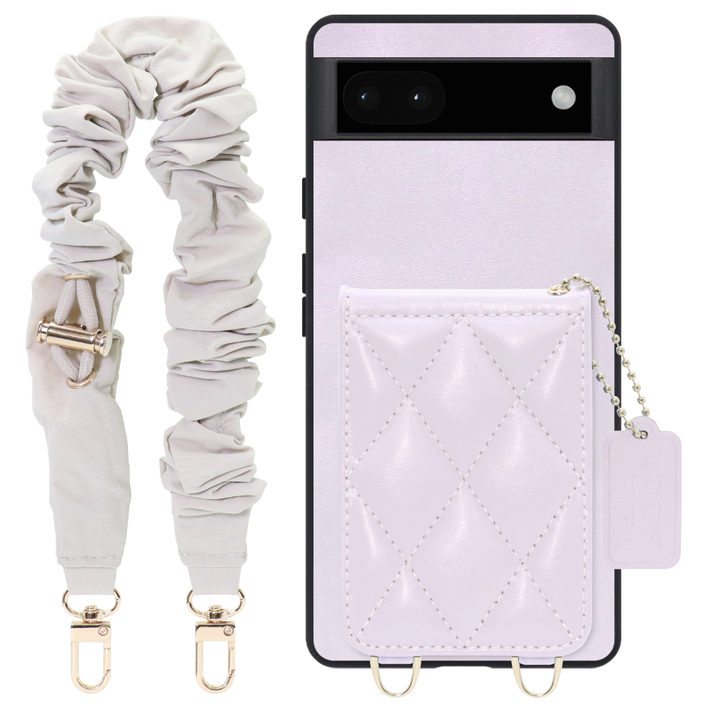 [ LOOF SWEET-SHELL SHUSHU ] Google Pixel 6a googlepixel6a pixel6a スマホケース キルティング加工のカードケース付き シュシュストラップ付き マグネット内蔵 カード収納 本革 パステルカラー [ Google Pixel 6a ]