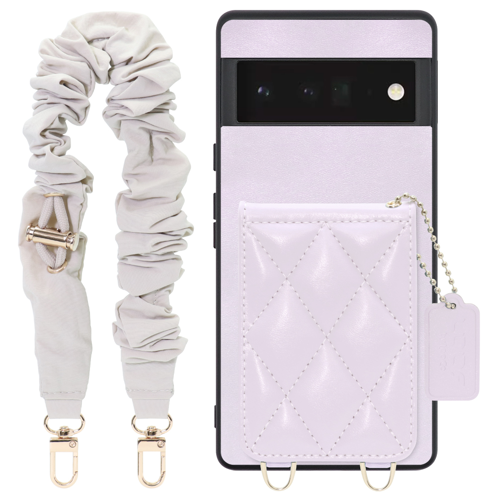 [ LOOF SWEET-SHELL SHUSHU ] Google Pixel 6 Pro Googlepixel6pro 6pro プロ ピクセル6pro スマホケース キルティング加工のカードケース付き シュシュストラップ付き マグネット内蔵 カード収納 本革 パステルカラー [ Google Pixel 6 Pro ]