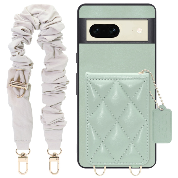 [ LOOF SWEET-SHELL SHUSHU ] Google pixel 7 googlepixel7 pixel7 ピクセル7 スマホケース キルティング加工のカードケース付き シュシュストラップ付き マグネット内蔵 カード収納 本革 パステルカラー [ Google Pixel 7 ]