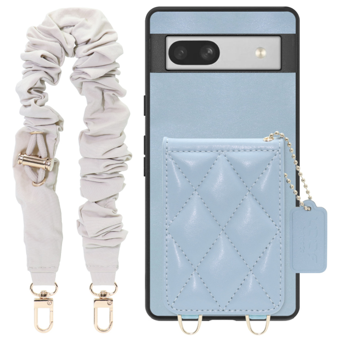 [ LOOF SWEET-SHELL SHUSHU ] Google Pixel 7a googlepixel7a pixel7a スマホケース キルティング加工のカードケース付き シュシュストラップ付き マグネット内蔵 カード収納 本革 パステルカラー [ Google Pixel 7a ]