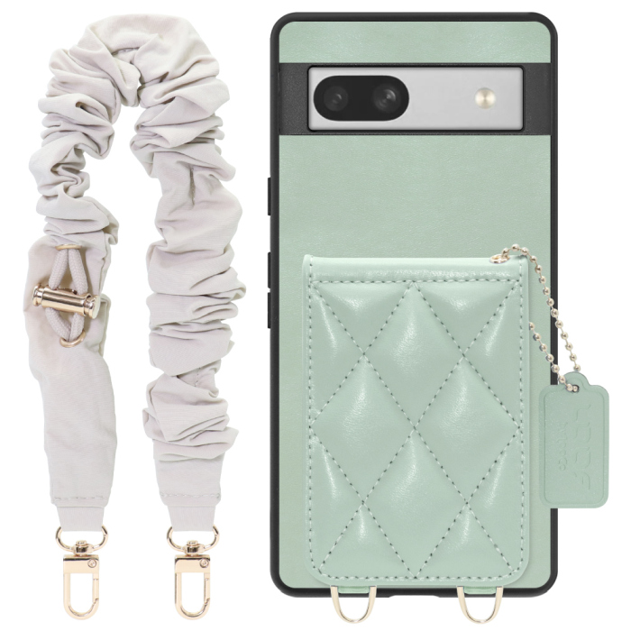 [ LOOF SWEET-SHELL SHUSHU ] Google Pixel 7a googlepixel7a pixel7a スマホケース キルティング加工のカードケース付き シュシュストラップ付き マグネット内蔵 カード収納 本革 パステルカラー [ Google Pixel 7a ]