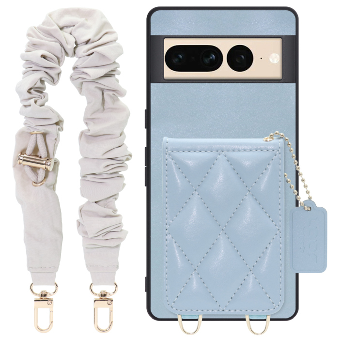 [ LOOF SWEET-SHELL SHUSHU ] Google pixel 7 Pro googlepixel7pro 7pro プロ ピクセル7pro スマホケース キルティング加工のカードケース付き シュシュストラップ付き マグネット内蔵 カード収納 本革 パステルカラー [ Google Pixel 7 Pro ]