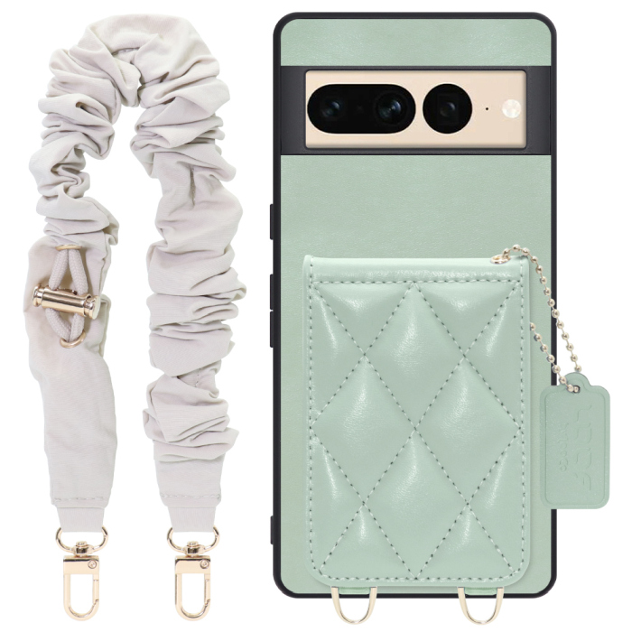 [ LOOF SWEET-SHELL SHUSHU ] Google pixel 7 Pro googlepixel7pro 7pro プロ ピクセル7pro スマホケース キルティング加工のカードケース付き シュシュストラップ付き マグネット内蔵 カード収納 本革 パステルカラー [ Google Pixel 7 Pro ]