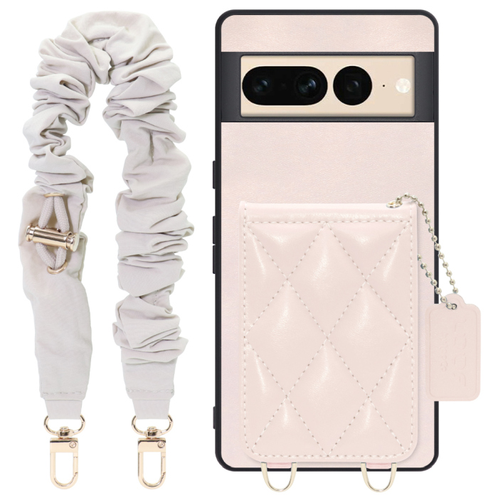 [ LOOF SWEET-SHELL SHUSHU ] Google pixel 7 Pro googlepixel7pro 7pro プロ ピクセル7pro スマホケース キルティング加工のカードケース付き シュシュストラップ付き マグネット内蔵 カード収納 本革 パステルカラー [ Google Pixel 7 Pro ]