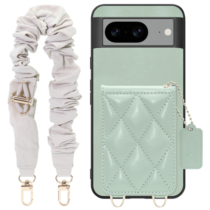 [ LOOF SWEET-SHELL SHUSHU ] Google pixel 8 googlepixel8 Pixel8 ピクセル8 スマホケース キルティング加工のカードケース付き シュシュストラップ付き マグネット内蔵 カード収納 本革 パステルカラー [ Google Pixel 8 ]