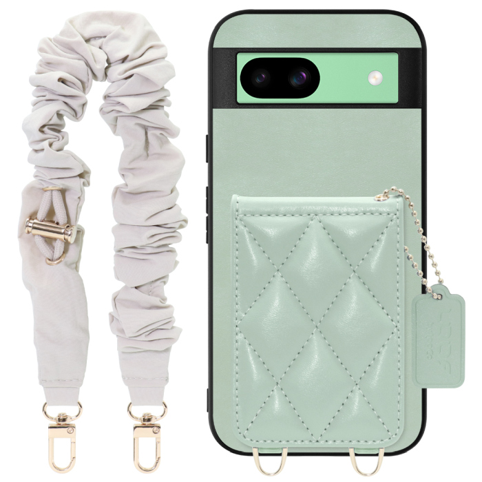 [ LOOF SWEET-SHELL SHUSHU ] Google Pixel 8a googlepixel8a Pixel8a ピクセル8a スマホケース キルティング加工のカードケース付き シュシュストラップ付き マグネット内蔵 カード収納 本革 パステルカラー [ Google Pixel 8a ]