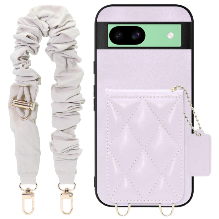 [ LOOF SWEET-SHELL SHUSHU ] Google Pixel 8a googlepixel8a Pixel8a ピクセル8a スマホケース キルティング加工のカードケース付き シュシュストラップ付き マグネット内蔵 カード収納 本革 パステルカラー [ Google Pixel 8a ]