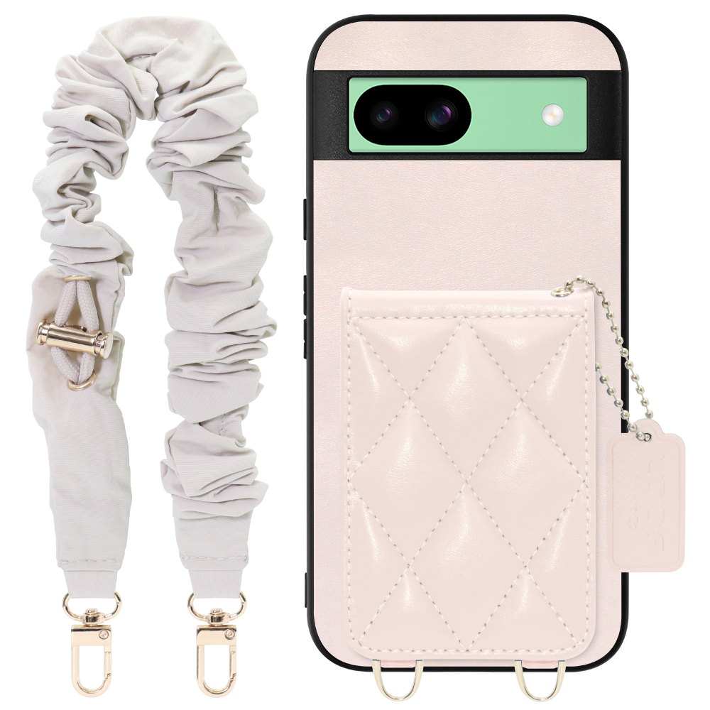 [ LOOF SWEET-SHELL SHUSHU ] Google Pixel 8a googlepixel8a Pixel8a ピクセル8a スマホケース キルティング加工のカードケース付き シュシュストラップ付き マグネット内蔵 カード収納 本革 パステルカラー [ Google Pixel 8a ]