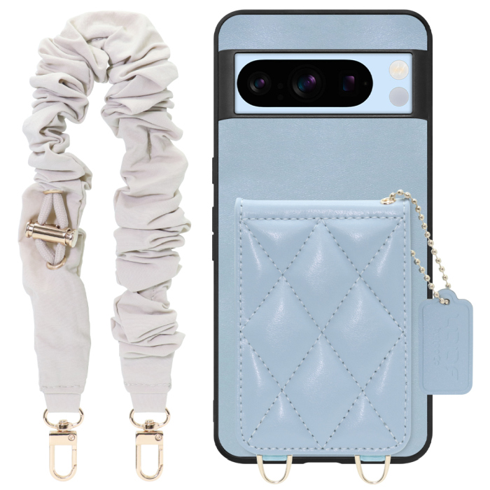 [ LOOF SWEET-SHELL SHUSHU ] Google pixel 8 Pro googlepixel8pro Pixel8 8Pro プロ ピクセル8Pro スマホケース キルティング加工のカードケース付き シュシュストラップ付き マグネット内蔵 カード収納 本革 パステルカラー [ Google Pixel 8 Pro ]