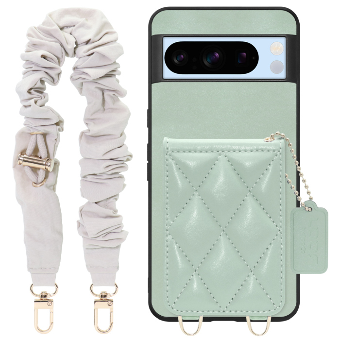 [ LOOF SWEET-SHELL SHUSHU ] Google pixel 8 Pro googlepixel8pro Pixel8 8Pro プロ ピクセル8Pro スマホケース キルティング加工のカードケース付き シュシュストラップ付き マグネット内蔵 カード収納 本革 パステルカラー [ Google Pixel 8 Pro ]