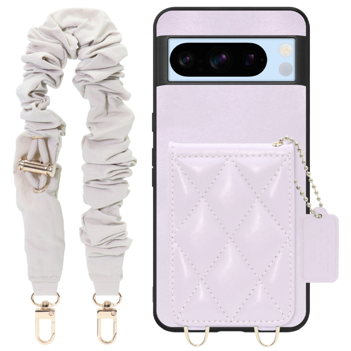 [ LOOF SWEET-SHELL SHUSHU ] Google pixel 8 Pro googlepixel8pro Pixel8 8Pro プロ ピクセル8Pro スマホケース キルティング加工のカードケース付き シュシュストラップ付き マグネット内蔵 カード収納 本革 パステルカラー [ Google Pixel 8 Pro ]