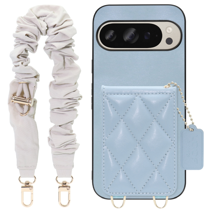 [ LOOF SWEET-SHELL SHUSHU ] Google Pixel 9 / 9 Pro Google Pixel9 Pixel9pro ピクセル9 ピクセル9プロ スマホケース キルティング加工のカードケース付き シュシュストラップ付き マグネット内蔵 カード収納 本革 パステルカラー [ Google Pixel 9 / 9 Pro ]