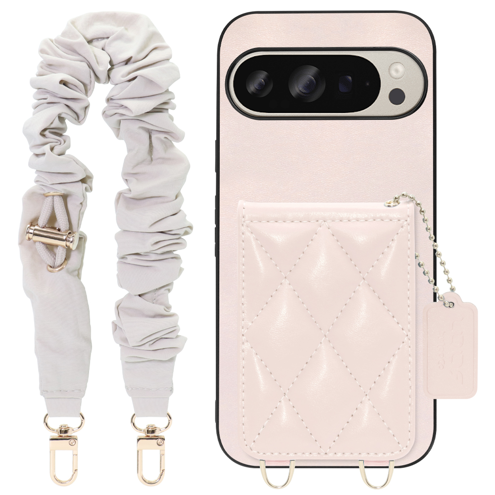 [ LOOF SWEET-SHELL SHUSHU ] Google Pixel 9 / 9 Pro Google Pixel9 Pixel9pro ピクセル9 ピクセル9プロ スマホケース キルティング加工のカードケース付き シュシュストラップ付き マグネット内蔵 カード収納 本革 パステルカラー [ Google Pixel 9 / 9 Pro ]