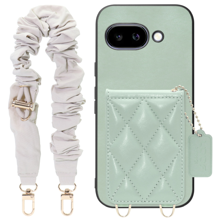 [ LOOF SWEET-SHELL SHUSHU ] Google Pixel 9a Google Pixel9a ピクセル9a スマホケース キルティング加工のカードケース付き シュシュストラップ付き マグネット内蔵 カード収納 本革 パステルカラー [ Google Pixel 9a ]