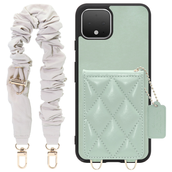 [ LOOF SWEET-SHELL SHUSHU ] Google Pixel 4 googlepixel pixel4xl ピクセル4 スマホケース キルティング加工のカードケース付き シュシュストラップ付き マグネット内蔵 カード収納 本革 パステルカラー [ Google Pixel 4 ]