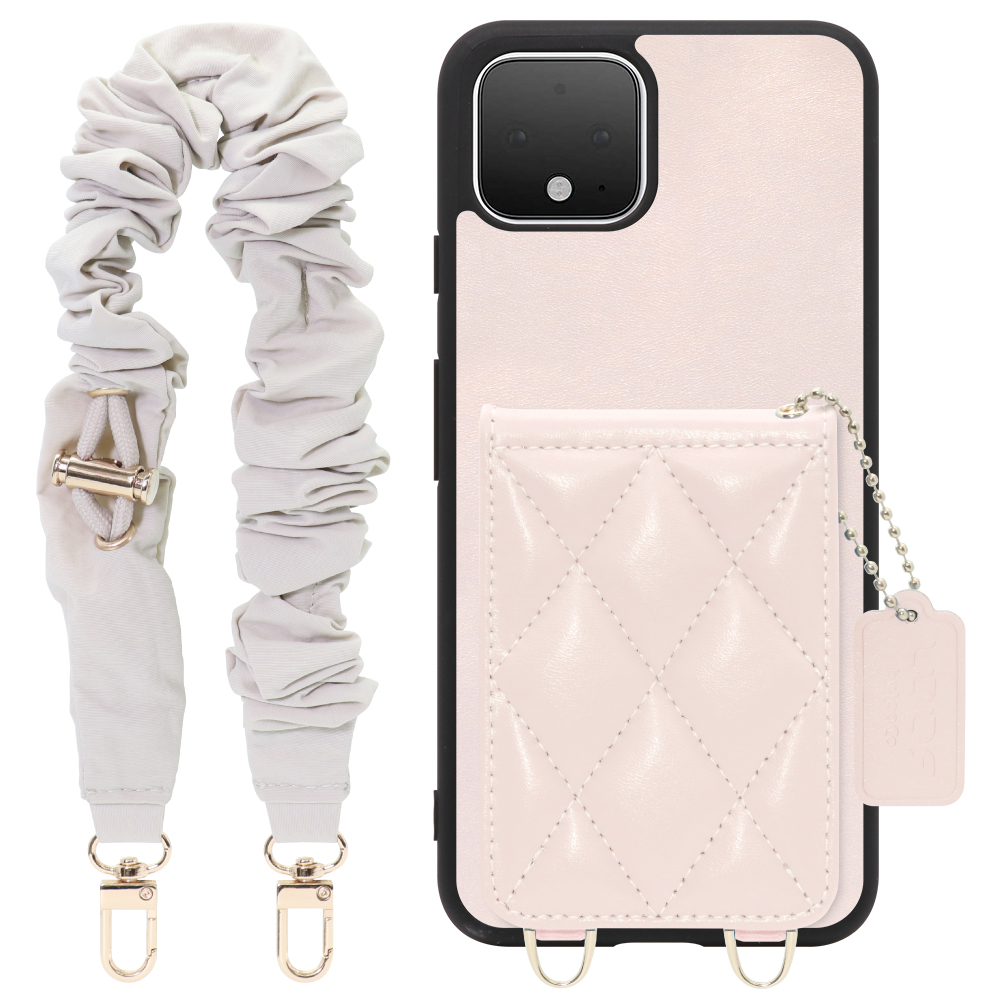 [ LOOF SWEET-SHELL SHUSHU ] Google Pixel 4 googlepixel pixel4xl ピクセル4 スマホケース キルティング加工のカードケース付き シュシュストラップ付き マグネット内蔵 カード収納 本革 パステルカラー [ Google Pixel 4 ]