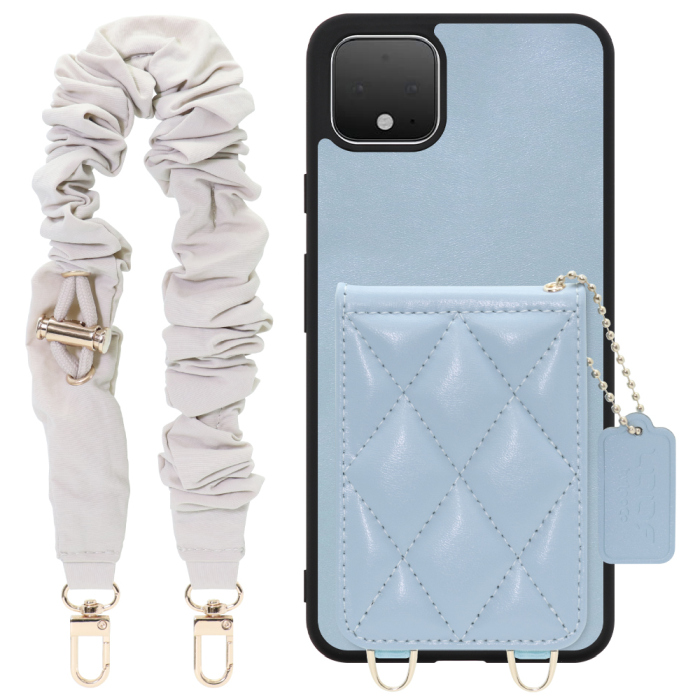 [ LOOF SWEET-SHELL SHUSHU ] Google Pixel 4 XL googlepixel pixel4xl ピクセル4XL スマホケース キルティング加工のカードケース付き シュシュストラップ付き マグネット内蔵 カード収納 本革 パステルカラー [ Google Pixel 4 XL ]