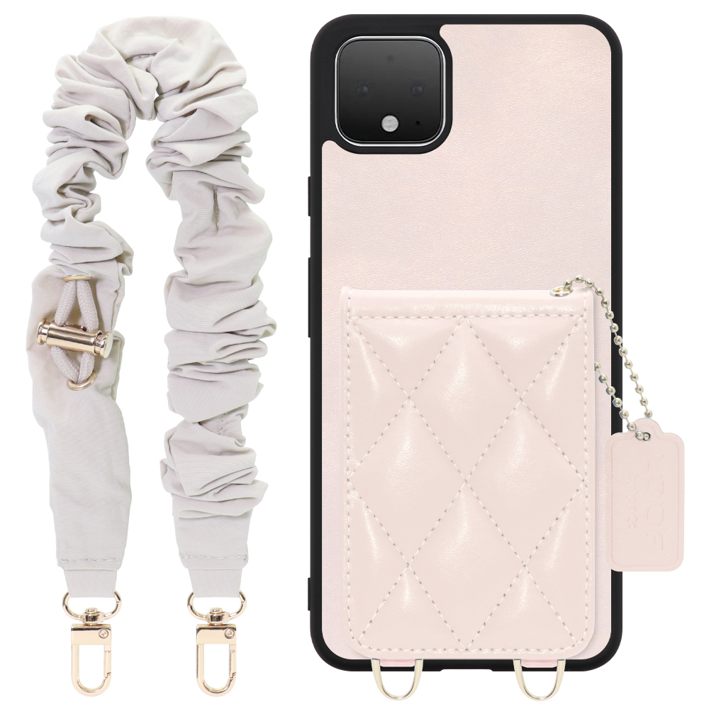 [ LOOF SWEET-SHELL SHUSHU ] Google Pixel 4 XL googlepixel pixel4xl ピクセル4XL スマホケース キルティング加工のカードケース付き シュシュストラップ付き マグネット内蔵 カード収納 本革 パステルカラー [ Google Pixel 4 XL ]