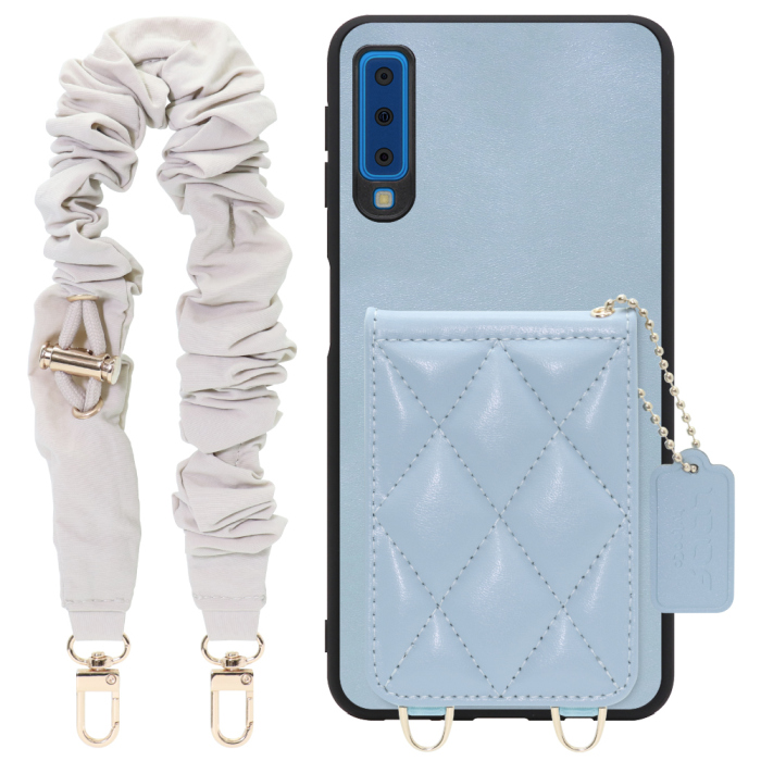 [ LOOF SWEET-SHELL SHUSHU ] Galaxy A7 SM-A750C galaxya7 スマホケース キルティング加工のカードケース付き シュシュストラップ付き マグネット内蔵 カード収納 本革 パステルカラー [ Galaxy A7 ]