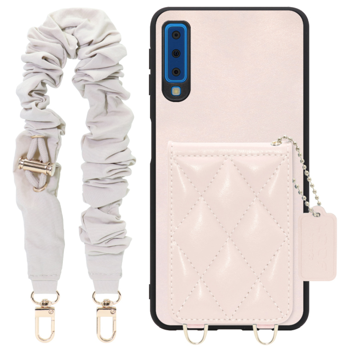 [ LOOF SWEET-SHELL SHUSHU ] Galaxy A7 SM-A750C galaxya7 スマホケース キルティング加工のカードケース付き シュシュストラップ付き マグネット内蔵 カード収納 本革 パステルカラー [ Galaxy A7 ]