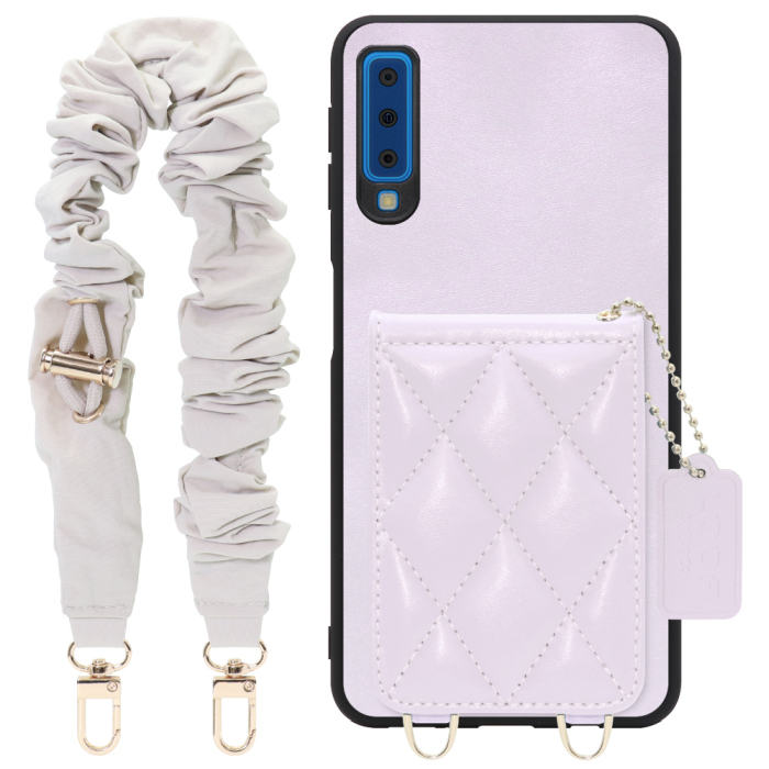 [ LOOF SWEET-SHELL SHUSHU ] Galaxy A7 SM-A750C galaxya7 スマホケース キルティング加工のカードケース付き シュシュストラップ付き マグネット内蔵 カード収納 本革 パステルカラー [ Galaxy A7 ]