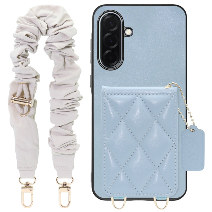 [ LOOF SWEET-SHELL SHUSHU ] Galaxy A36 5G SC-54F スマホケース キルティング加工のカードケース付き シュシュストラップ付き マグネット内蔵 カード収納 本革 パステルカラー [ Galaxy A36 5G ]