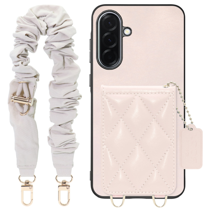 [ LOOF SWEET-SHELL SHUSHU ] Galaxy A36 5G SC-54F スマホケース キルティング加工のカードケース付き シュシュストラップ付き マグネット内蔵 カード収納 本革 パステルカラー [ Galaxy A36 5G ]