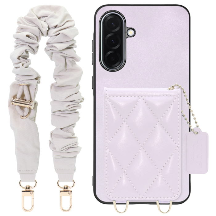 [ LOOF SWEET-SHELL SHUSHU ] Galaxy A36 5G SC-54F スマホケース キルティング加工のカードケース付き シュシュストラップ付き マグネット内蔵 カード収納 本革 パステルカラー [ Galaxy A36 5G ]