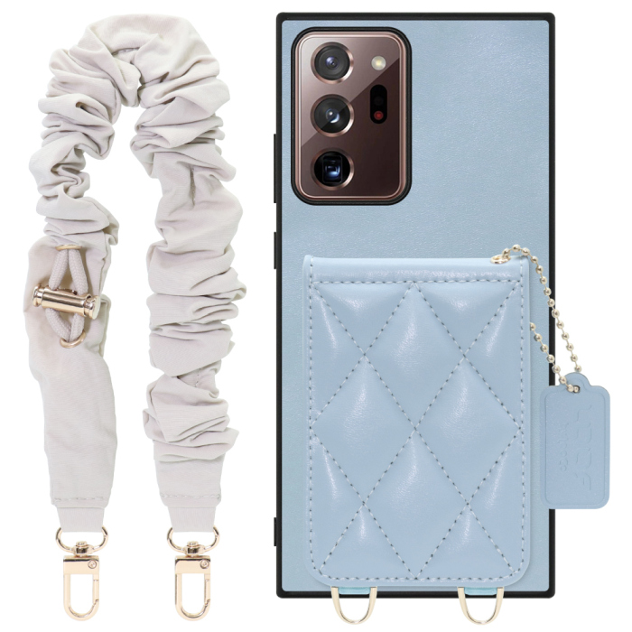 [ LOOF SWEET-SHELL SHUSHU ] Galaxy Note 20 Ultra 5G note20ultra5g note20 スマホケース キルティング加工のカードケース付き シュシュストラップ付き マグネット内蔵 カード収納 本革 パステルカラー [ Galaxy Note20 Ultra ]