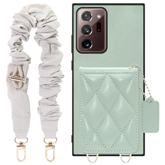 [ LOOF SWEET-SHELL SHUSHU ] Galaxy Note 20 Ultra 5G note20ultra5g note20 スマホケース キルティング加工のカードケース付き シュシュストラップ付き マグネット内蔵 カード収納 本革 パステルカラー [ Galaxy Note20 Ultra ]