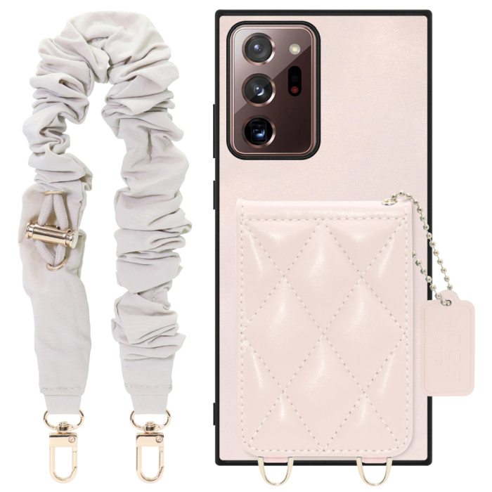 [ LOOF SWEET-SHELL SHUSHU ] Galaxy Note 20 Ultra 5G note20ultra5g note20 スマホケース キルティング加工のカードケース付き シュシュストラップ付き マグネット内蔵 カード収納 本革 パステルカラー [ Galaxy Note20 Ultra ]