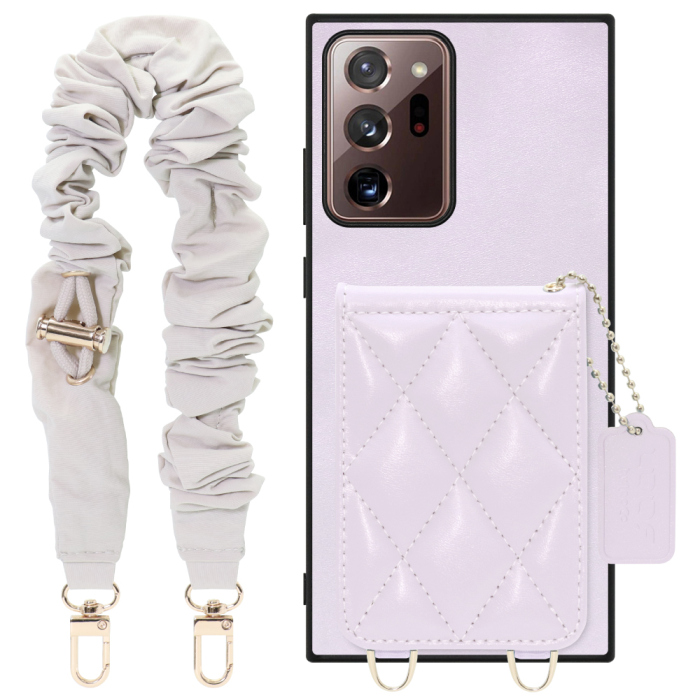 [ LOOF SWEET-SHELL SHUSHU ] Galaxy Note 20 Ultra 5G note20ultra5g note20 スマホケース キルティング加工のカードケース付き シュシュストラップ付き マグネット内蔵 カード収納 本革 パステルカラー [ Galaxy Note20 Ultra ]