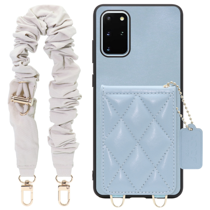 [ LOOF SWEET-SHELL SHUSHU ] Galaxy S20+ 5G SC-52A / SCG02 s20plus S20 plus s20プラス s20+5g s20plus5g スマホケース キルティング加工のカードケース付き シュシュストラップ付き マグネット内蔵 カード収納 本革 パステルカラー [ Galaxy S20+ 5G ]