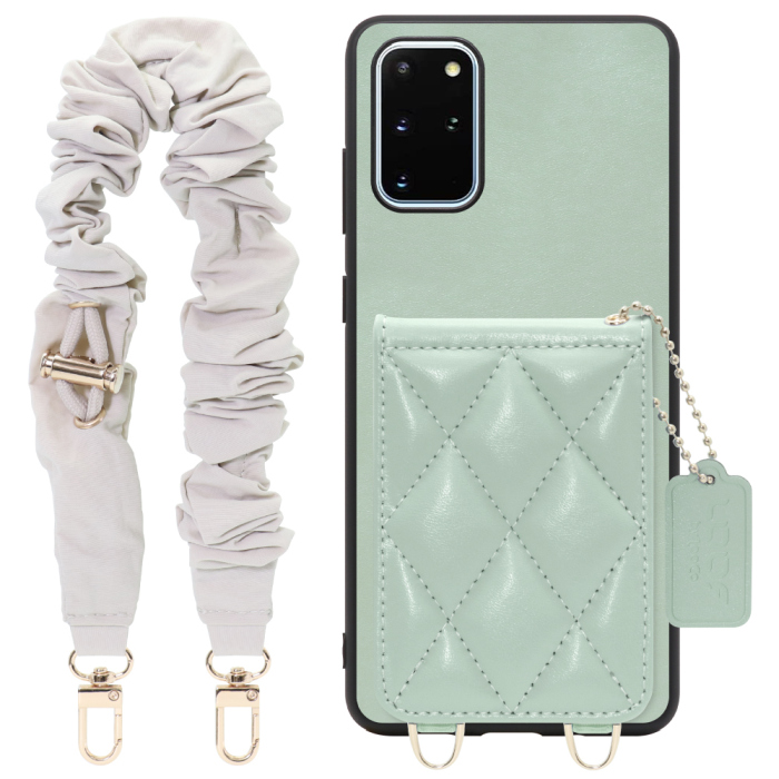 [ LOOF SWEET-SHELL SHUSHU ] Galaxy S20+ 5G SC-52A / SCG02 s20plus S20 plus s20プラス s20+5g s20plus5g スマホケース キルティング加工のカードケース付き シュシュストラップ付き マグネット内蔵 カード収納 本革 パステルカラー [ Galaxy S20+ 5G ]