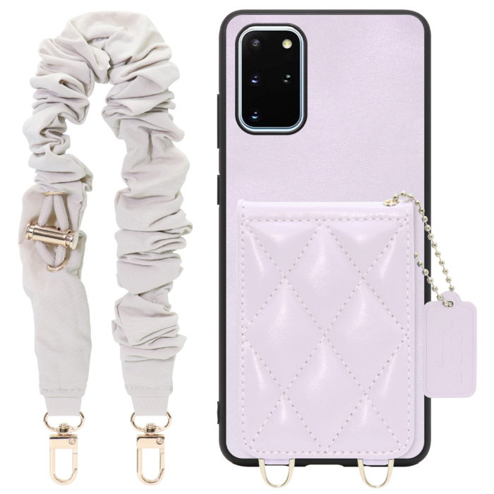 [ LOOF SWEET-SHELL SHUSHU ] Galaxy S20+ 5G SC-52A / SCG02 s20plus S20 plus s20プラス s20+5g s20plus5g スマホケース キルティング加工のカードケース付き シュシュストラップ付き マグネット内蔵 カード収納 本革 パステルカラー [ Galaxy S20+ 5G ]