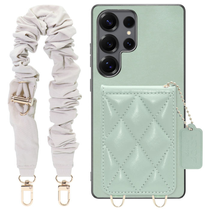 [ LOOF SWEET-SHELL SHUSHU ] Galaxy S25 Ultra SC-52F スマホケース キルティング加工のカードケース付き シュシュストラップ付き マグネット内蔵 カード収納 本革 パステルカラー [ Galaxy S25 Ultra ]