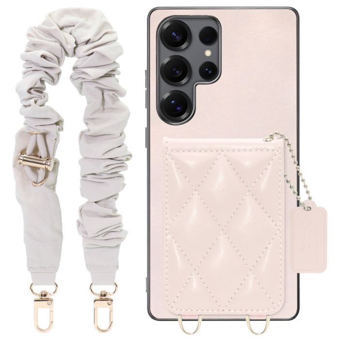 [ LOOF SWEET-SHELL SHUSHU ] Galaxy S25 Ultra SC-52F スマホケース キルティング加工のカードケース付き シュシュストラップ付き マグネット内蔵 カード収納 本革 パステルカラー [ Galaxy S25 Ultra ]