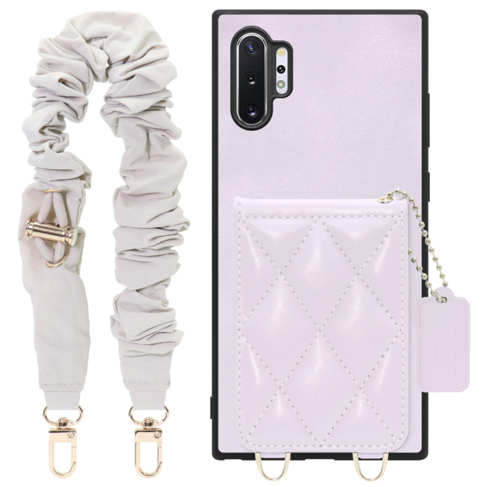 [ LOOF SWEET-SHELL SHUSHU ] Galaxy Note10+ SC-01M / SCV45 note10+ note10plus note10 plus スマホケース キルティング加工のカードケース付き シュシュストラップ付き マグネット内蔵 カード収納 本革 パステルカラー [ Galaxy Note10+ ]