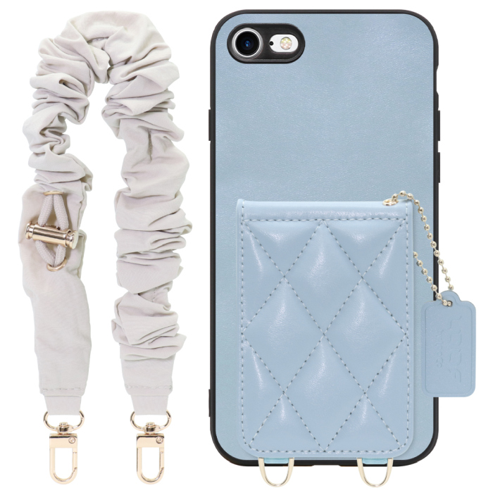 [ LOOF SWEET-SHELL SHUSHU ] iPhone 7 / 8 / SE (第2/3世代) iphone7 iphone8 iphonese se2 se3 スマホケース キルティング加工のカードケース付き シュシュストラップ付き マグネット内蔵 カード収納 本革 パステルカラー [ iPhone 7 / 8 / SE (第2/3世代) ]