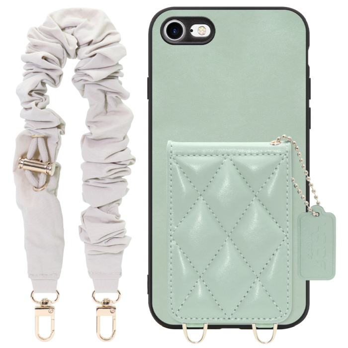 [ LOOF SWEET-SHELL SHUSHU ] iPhone 7 / 8 / SE (第2/3世代) iphone7 iphone8 iphonese se2 se3 スマホケース キルティング加工のカードケース付き シュシュストラップ付き マグネット内蔵 カード収納 本革 パステルカラー [ iPhone 7 / 8 / SE (第2/3世代) ]