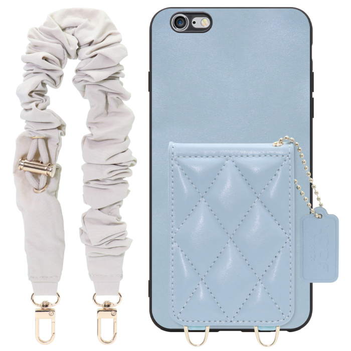 [ LOOF SWEET-SHELL SHUSHU ] iPhone 6 Plus / 6s Plus iphone6plus iphone6splus 6plus 6splus スマホケース キルティング加工のカードケース付き シュシュストラップ付き マグネット内蔵 カード収納 本革 パステルカラー [ iPhone 6 Plus / 6s Plus ]