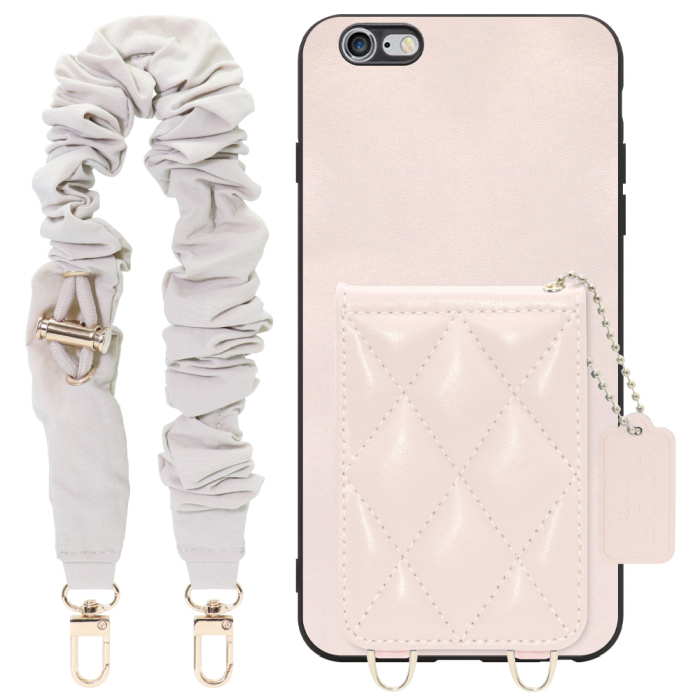 [ LOOF SWEET-SHELL SHUSHU ] iPhone 6 Plus / 6s Plus iphone6plus iphone6splus 6plus 6splus スマホケース キルティング加工のカードケース付き シュシュストラップ付き マグネット内蔵 カード収納 本革 パステルカラー [ iPhone 6 Plus / 6s Plus ]