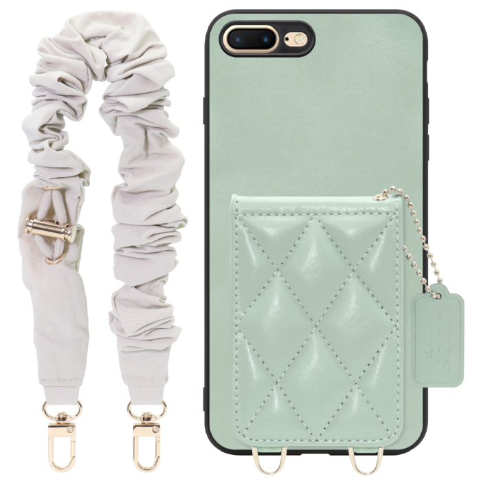 [ LOOF SWEET-SHELL SHUSHU ] iPhone 7 Plus / 8 Plus iphone7plus iphone8plus 7plus 8plus スマホケース キルティング加工のカードケース付き シュシュストラップ付き マグネット内蔵 カード収納 本革 パステルカラー [ iPhone 7 Plus / 8 Plus ]