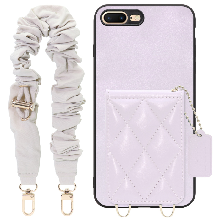 [ LOOF SWEET-SHELL SHUSHU ] iPhone 7 Plus / 8 Plus iphone7plus iphone8plus 7plus 8plus スマホケース キルティング加工のカードケース付き シュシュストラップ付き マグネット内蔵 カード収納 本革 パステルカラー [ iPhone 7 Plus / 8 Plus ]