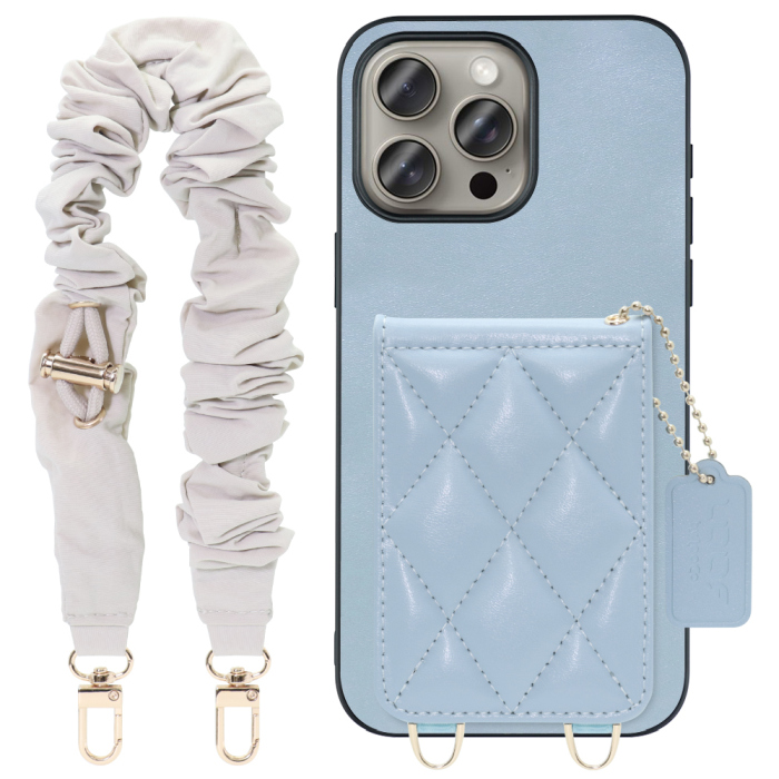 [ LOOF SWEET-SHELL SHUSHU ] iPhone 15 Pro Max iPhone15 Pro Max アイフォン15 プロ マックス iPhone 15 15ProMax アイフォン 15 スマホケース キルティング加工のカードケース付き シュシュストラップ付き マグネット内蔵 カード収納 本革 パステルカラー [ iPhone 15 Pro Max ]