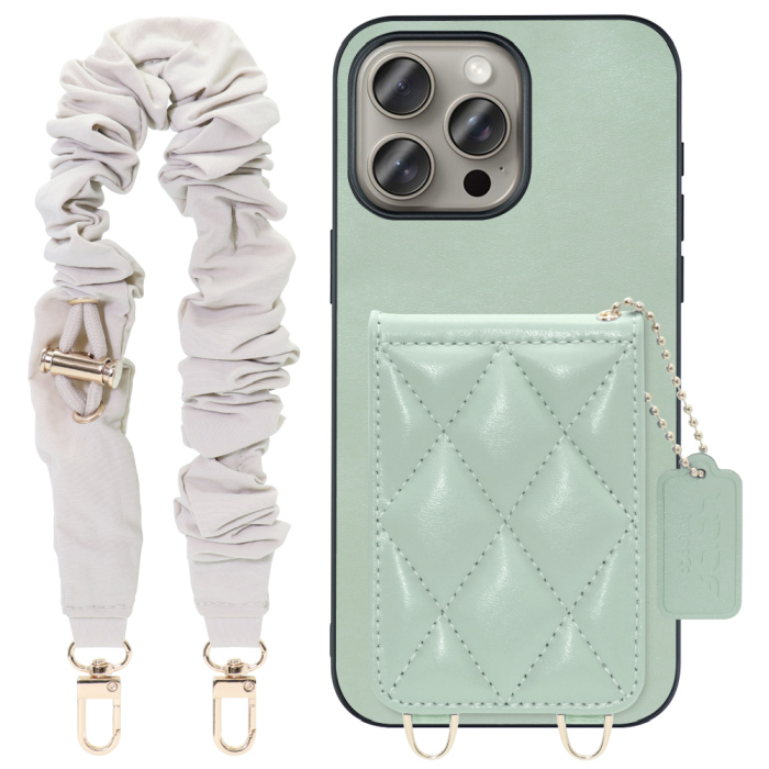 [ LOOF SWEET-SHELL SHUSHU ] iPhone 15 Pro Max iPhone15 Pro Max アイフォン15 プロ マックス iPhone 15 15ProMax アイフォン 15 スマホケース キルティング加工のカードケース付き シュシュストラップ付き マグネット内蔵 カード収納 本革 パステルカラー [ iPhone 15 Pro Max ]