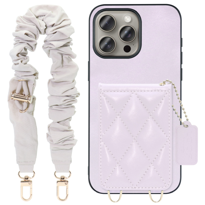 [ LOOF SWEET-SHELL SHUSHU ] iPhone 15 Pro Max iPhone15 Pro Max アイフォン15 プロ マックス iPhone 15 15ProMax アイフォン 15 スマホケース キルティング加工のカードケース付き シュシュストラップ付き マグネット内蔵 カード収納 本革 パステルカラー [ iPhone 15 Pro Max ]