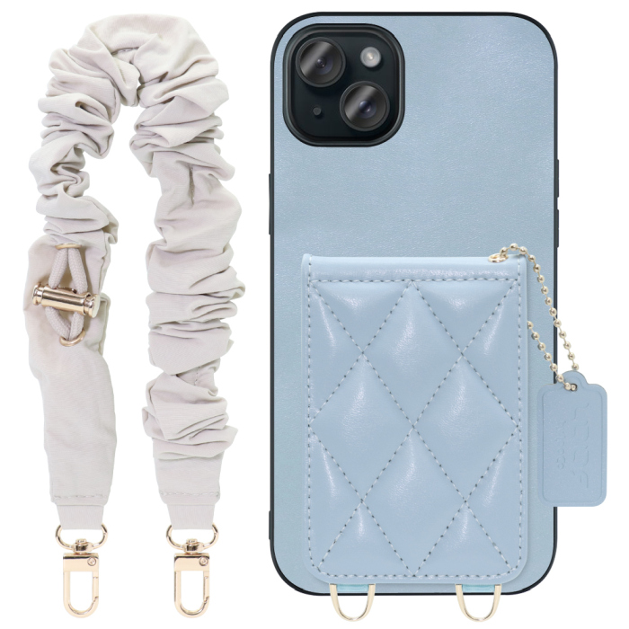 [ LOOF SWEET-SHELL SHUSHU ] iPhone 15 Plus iPhone15 Plus アイフォン15 プラス iPhone 15 Plus 15Plus アイフォン 15 スマホケース キルティング加工のカードケース付き シュシュストラップ付き マグネット内蔵 カード収納 本革 パステルカラー [ iPhone 15 Plus ]