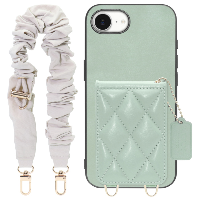 [ LOOF SWEET-SHELL SHUSHU ] iPhone 16e  スマホケース キルティング加工のカードケース付き シュシュストラップ付き マグネット内蔵 カード収納 本革 パステルカラー [ iPhone 16e ]