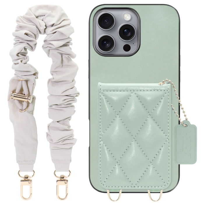 [ LOOF SWEET-SHELL SHUSHU ] iPhone 16 Pro Max iPhone16 Pro Max アイフォン16 プロ マックス スマホケース キルティング加工のカードケース付き シュシュストラップ付き マグネット内蔵 カード収納 本革 パステルカラー [ iPhone 16 Pro Max ]